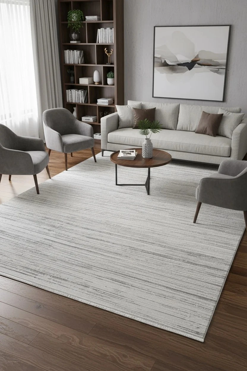 Düz ve Şık Desen, Yıkanabilir, Kaydırmaz, Toz Tutmaz Kadife Halı - Antrasit