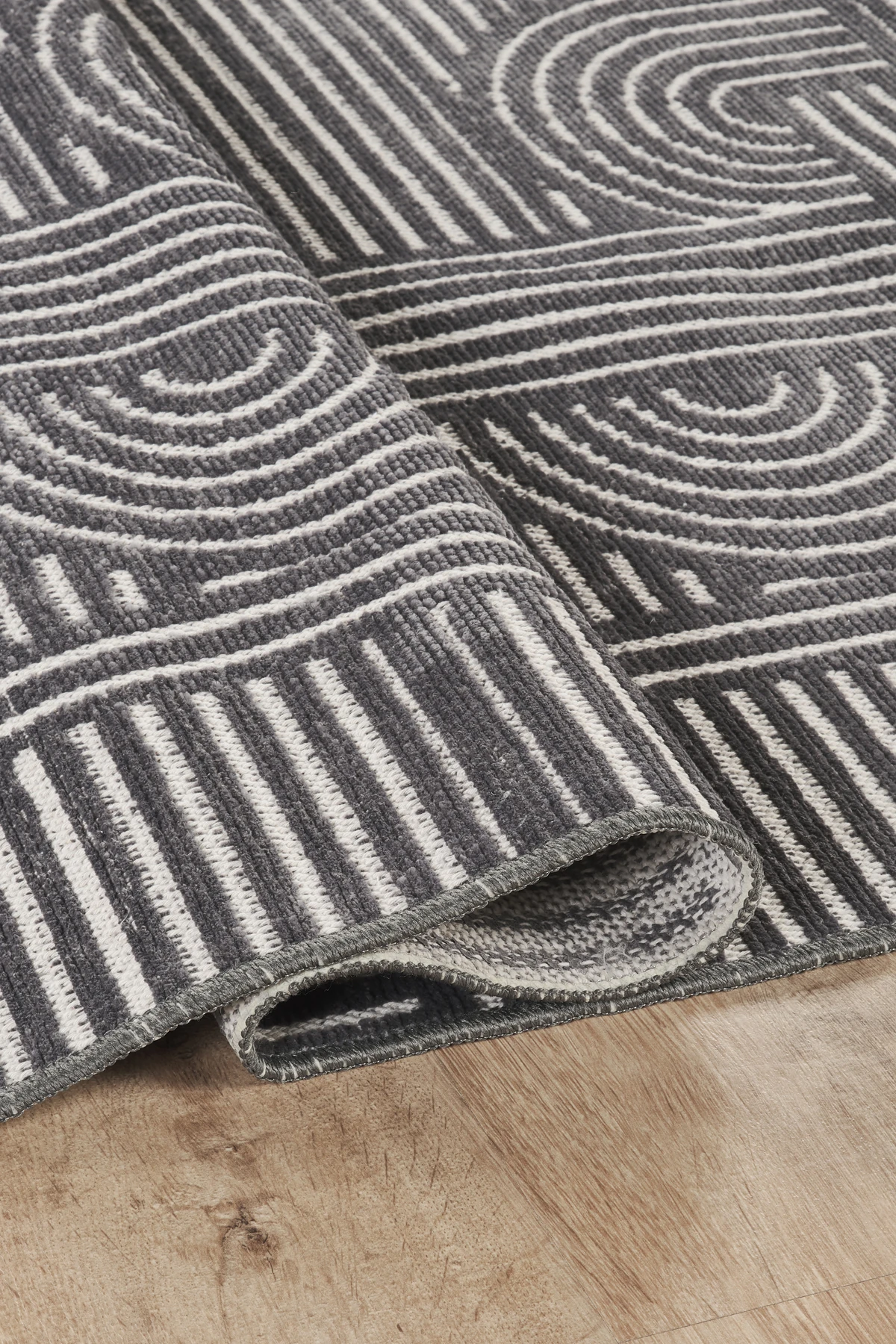 Kaydırmaz Bohem Kilim Makinada Yıkanabilir İnce Yumuşak Salon Koridor Mutfak Banyo Halısı - Antrasit