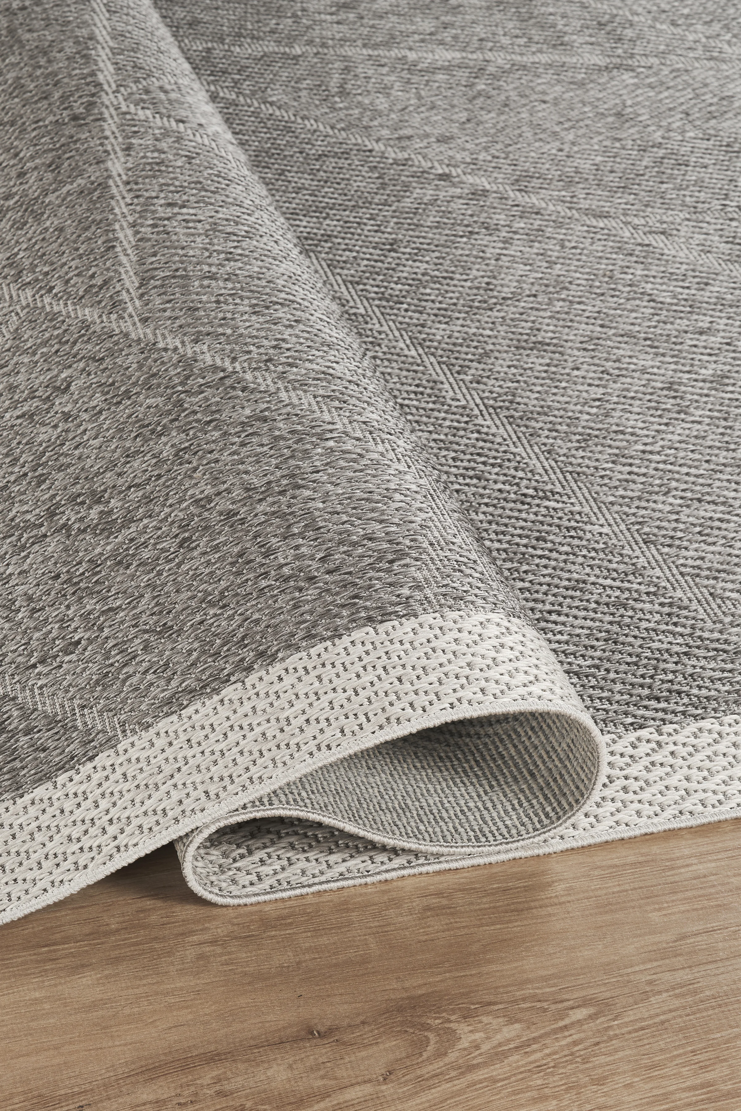 Jüt Sisal Halı Yolluk – Leke Tutmaz, Kaymaz Tabanlı, Bordürlü Mutfak ve Koridor Halısı - Antrasit-Gri