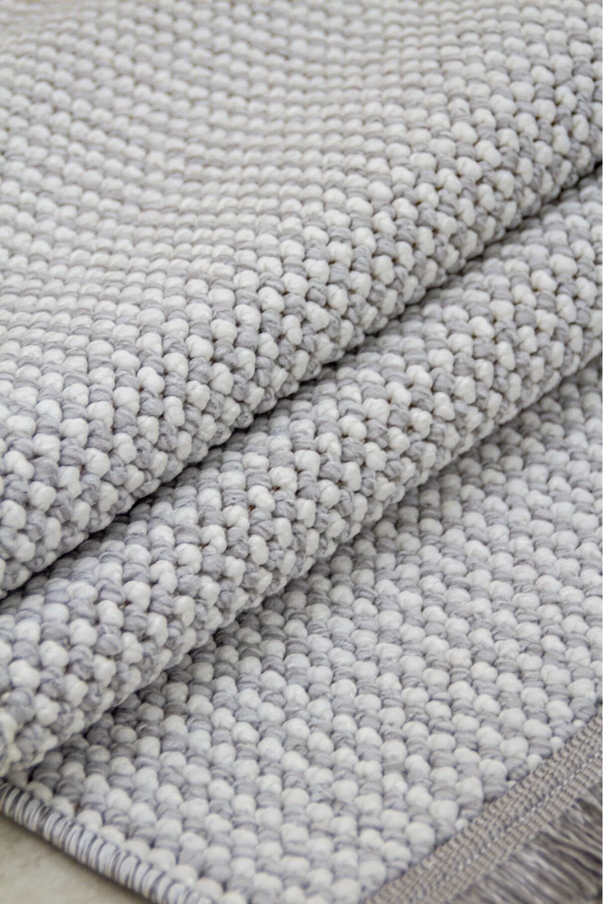 Natural Düz İskandinav Bukleli Yumuşak Dokulu Modern Salon Koridor Mutfak Çocuk Halısı - Gri-Beyaz