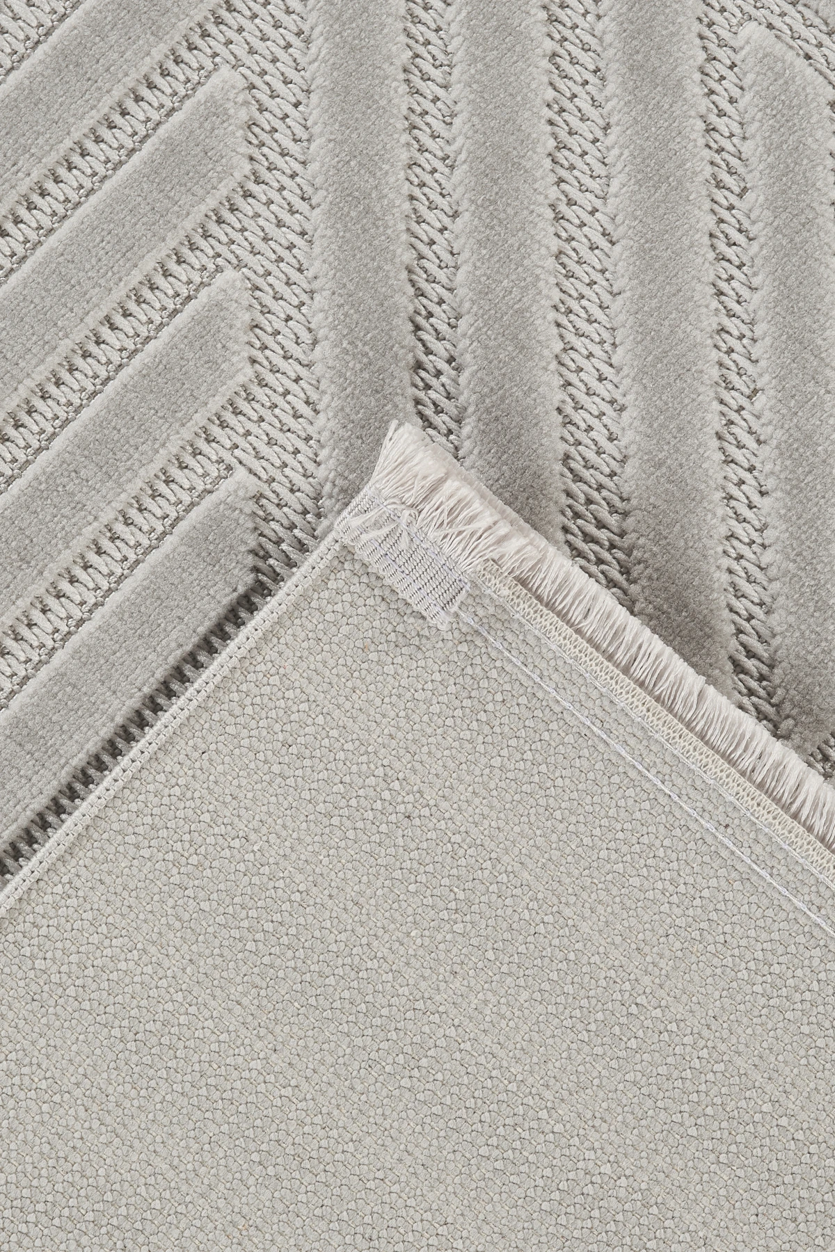 İskandinav Tarzı Kabartmalı Kadife Halı – Yıkanabilir, Kaydırmaz, Salon, Yolluk - Gri