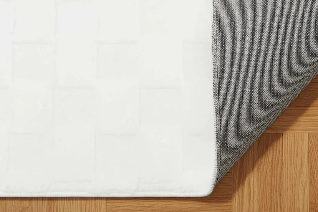 Kaydırmaz Taban Desenli Peluş Halı – Yumuşak Dokulu, Makinada Yıkanabilir, Toz Tutmaz, Modern Ev Halısı - Ekru