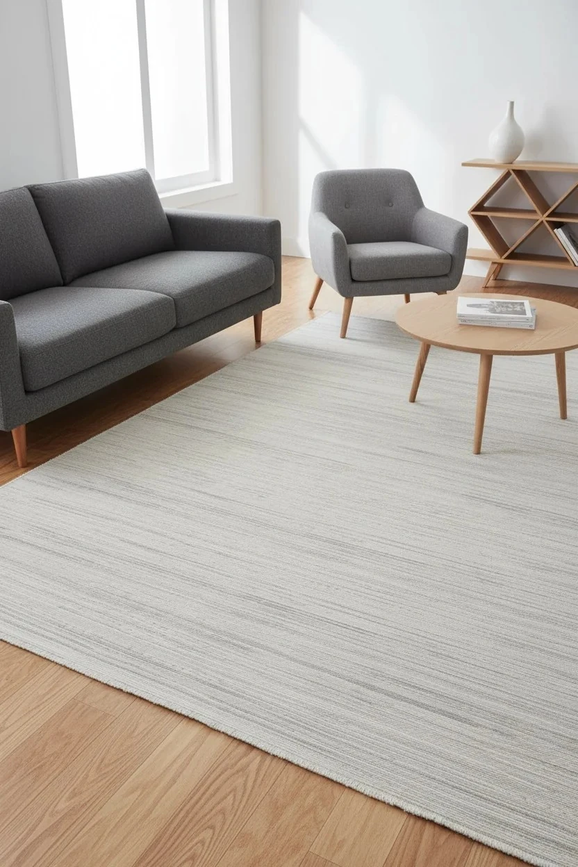 Düz ve Şık Desen, Yıkanabilir, Kaydırmaz, Toz Tutmaz Kadife Halı - Gri