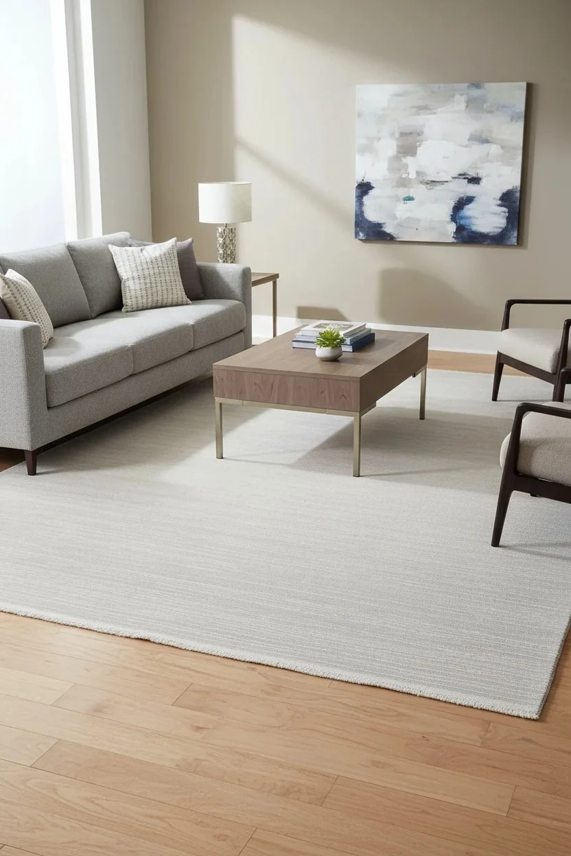 Düz ve Şık Desen, Yıkanabilir, Kaydırmaz, Toz Tutmaz Kadife Halı - Beyaz