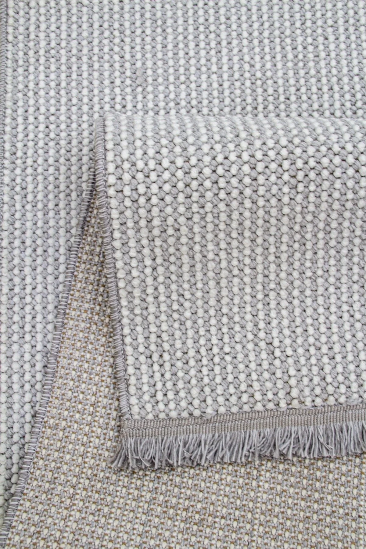 Natural Düz İskandinav Bukleli Yumuşak Dokulu Modern Salon Koridor Mutfak Çocuk Halısı - Gri-Beyaz