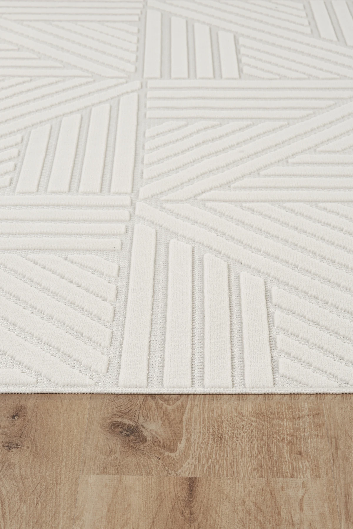 İskandinav Tarzı Kabartmalı Kadife Halı – Yıkanabilir, Kaydırmaz, Salon, Yolluk - Krem