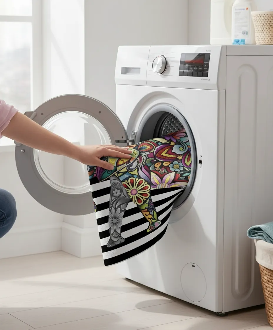 Renkli Fil Desenli Çocuk Halısı – Kaydırmaz Dot Taban, Dijital Baskı, Makinada Yıkanabilir Oyun Halısı (AO405)