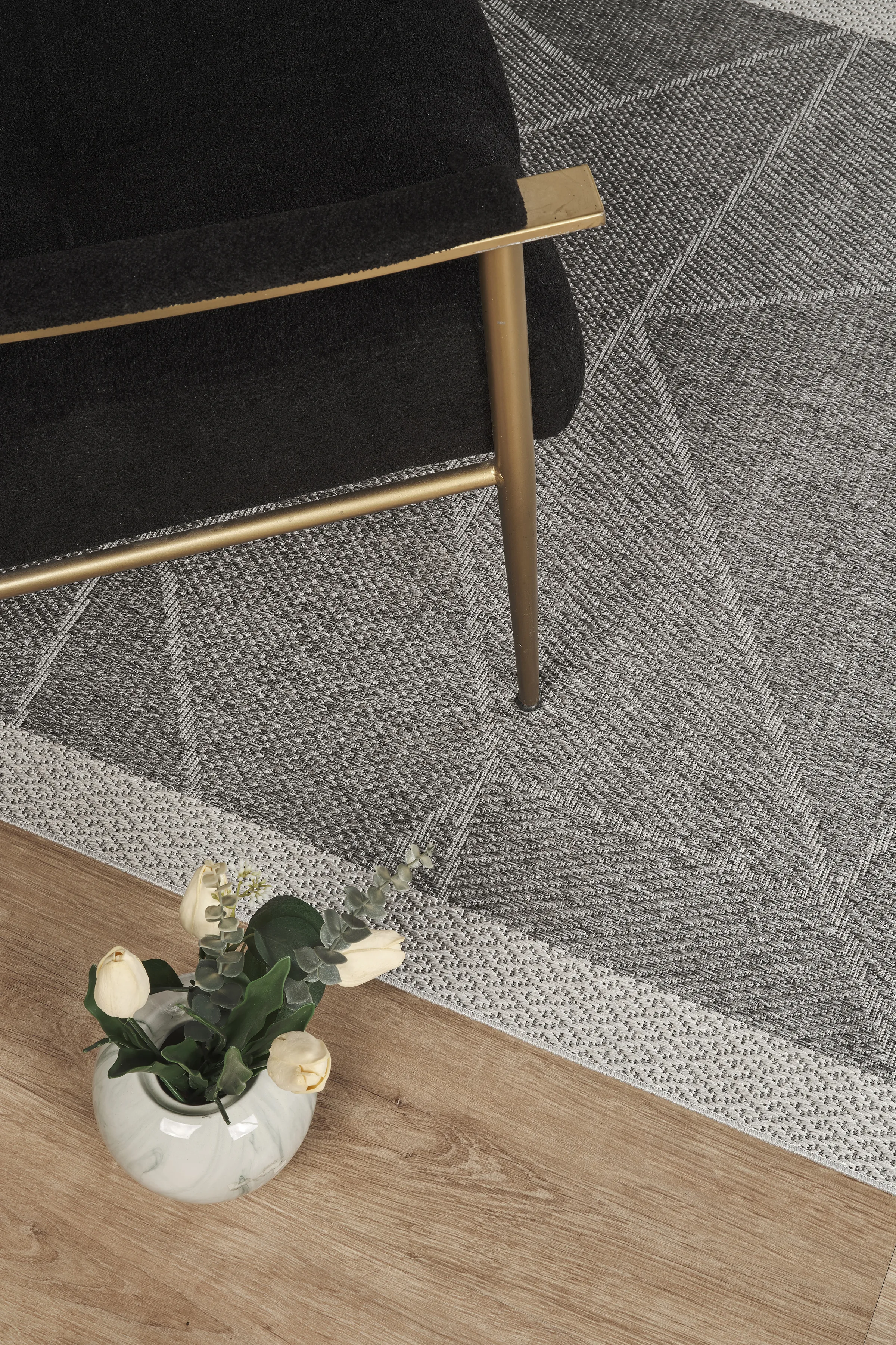 Jüt Sisal Halı Yolluk – Leke Tutmaz, Kaymaz Tabanlı, Bordürlü Mutfak ve Koridor Halısı - Antrasit-Gri