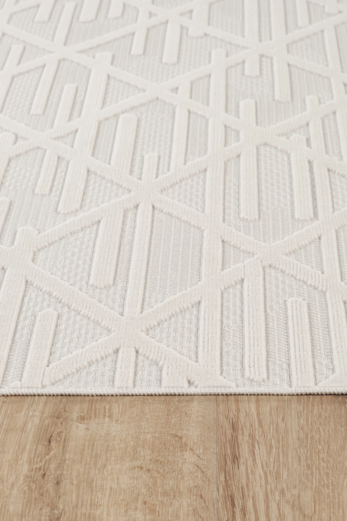 İskandinav Tarzı Kabartmalı Kadife Halı – Yıkanabilir, Kaydırmaz, Salon, Yolluk - Krem