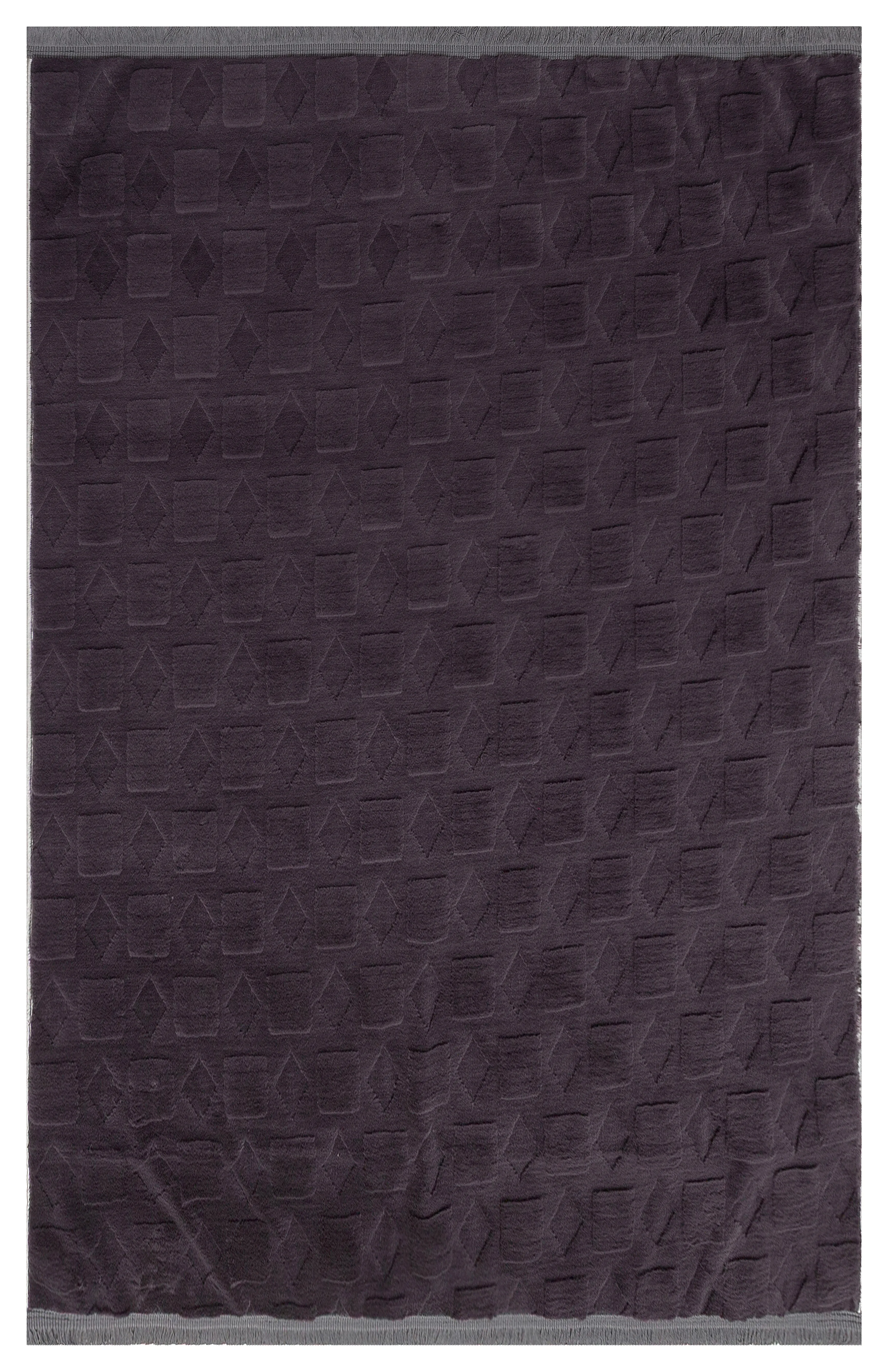 Kaydırmaz Taban Desenli Peluş Halı – Yumuşak Dokulu, Makinada Yıkanabilir, Toz Tutmaz, Modern Ev Halısı - Antrasit