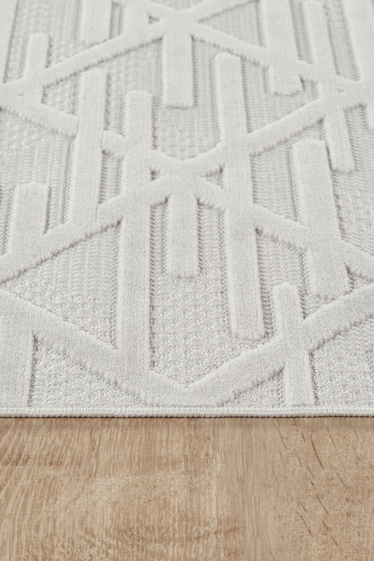 İskandinav Tarzı Kabartmalı Kadife Halı – Yıkanabilir, Kaydırmaz, Salon, Yolluk - Gri