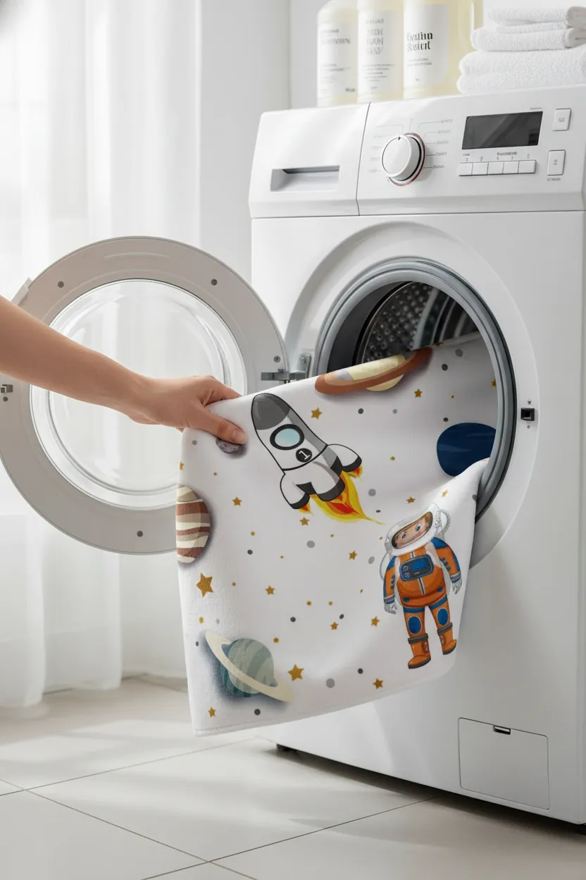 Astronot Ve Uzay Desenli Çocuk Halısı – Kaydırmaz Dot Taban, Dijital Baskı, Makinada Yıkanabilir Oyun Halısı (H-7063)