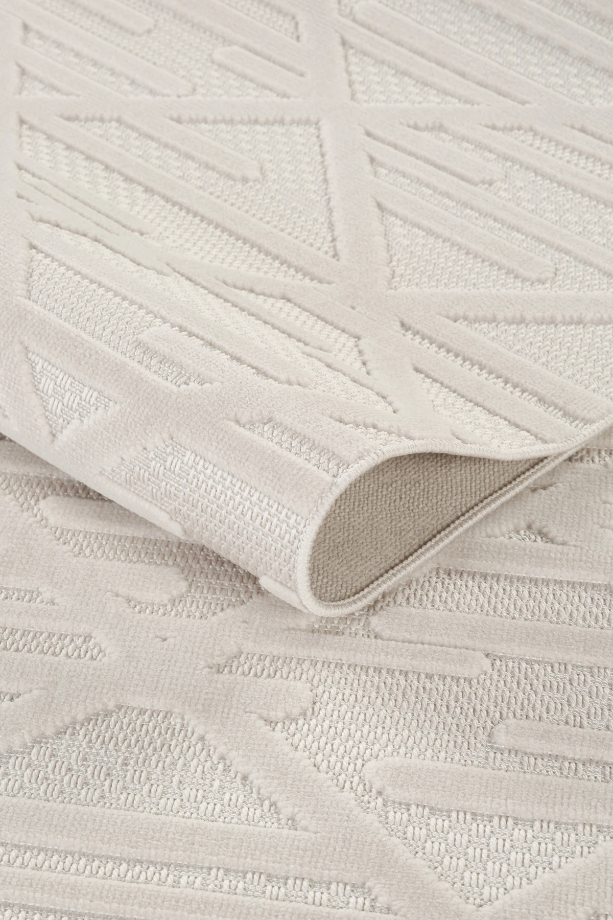 İskandinav Tarzı Kabartmalı Kadife Halı – Yıkanabilir, Kaydırmaz, Salon, Yolluk - Krem