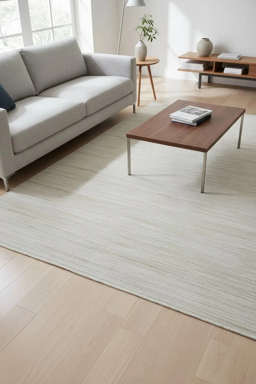 Düz ve Şık Desen, Yıkanabilir, Kaydırmaz, Toz Tutmaz Kadife Halı - Bej