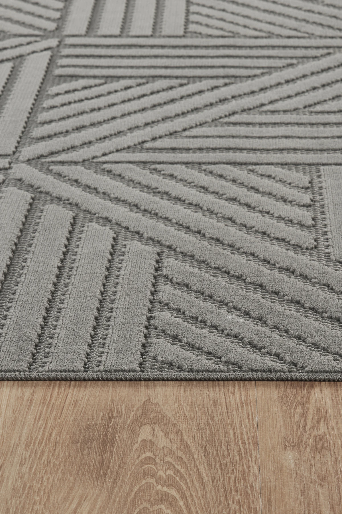 İskandinav Tarzı Kabartmalı Kadife Halı – Yıkanabilir, Kaydırmaz, Salon, Yolluk - Antrasit