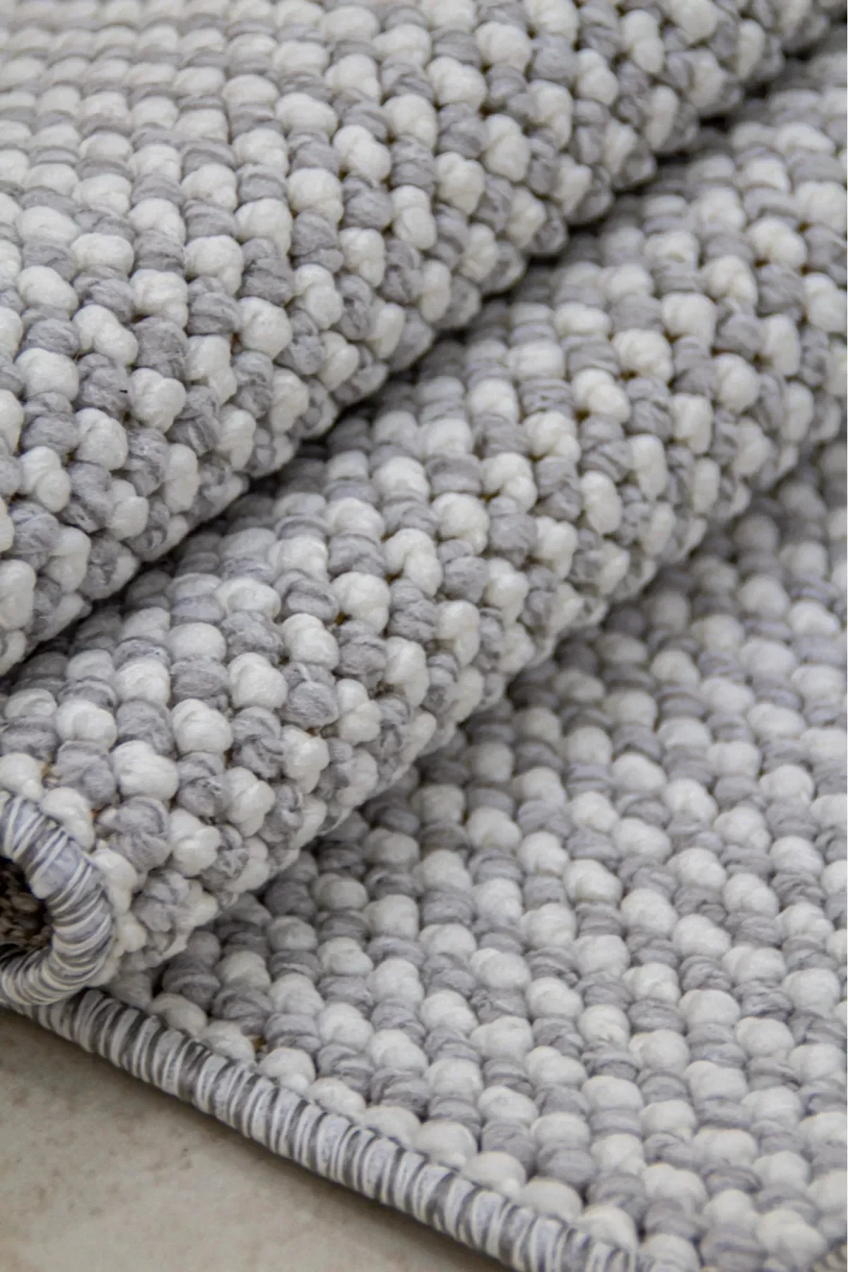 Natural Düz İskandinav Bukleli Yumuşak Dokulu Modern Salon Koridor Mutfak Çocuk Halısı - Gri-Beyaz