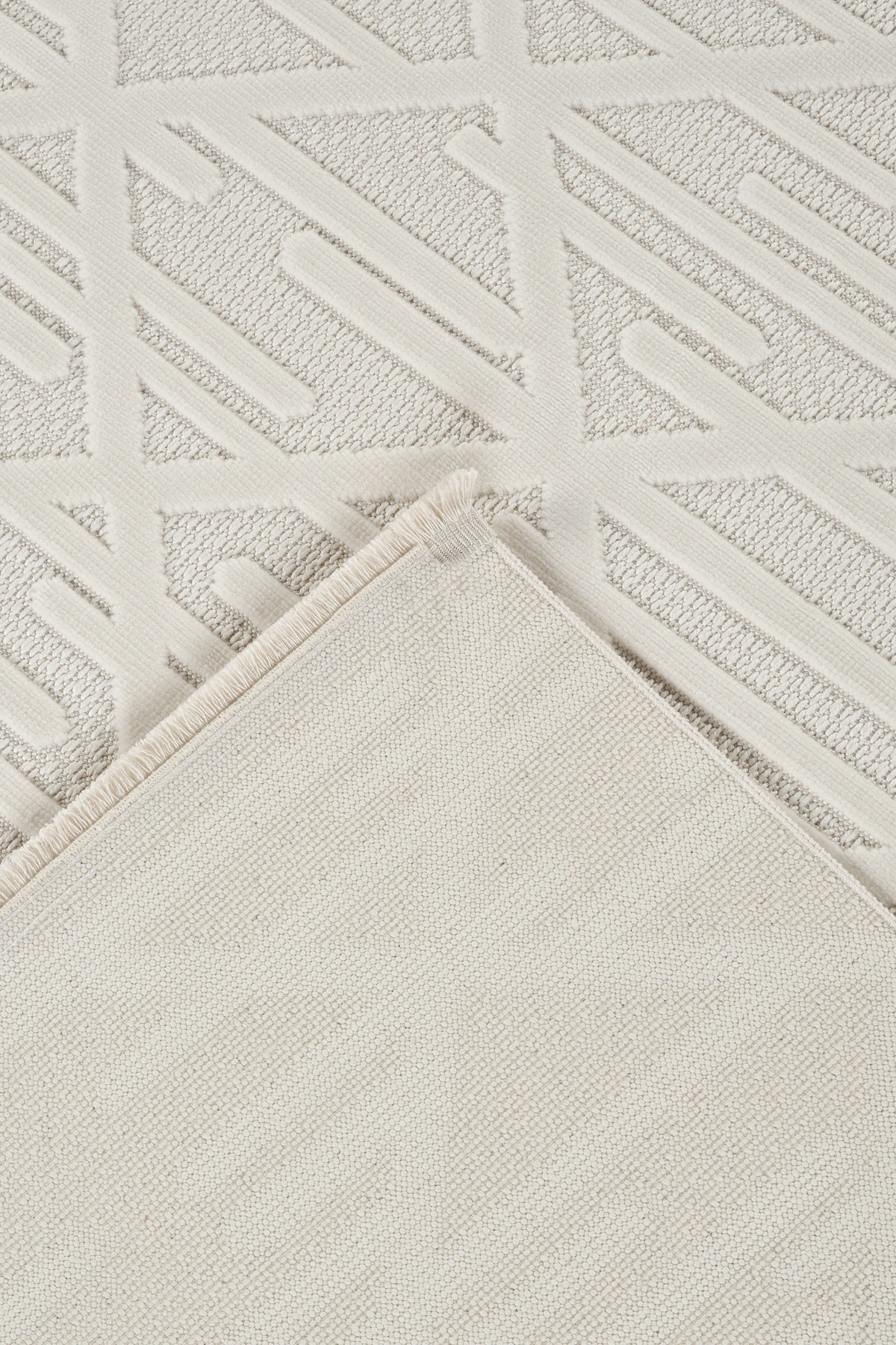 İskandinav Tarzı Kabartmalı Kadife Halı – Yıkanabilir, Kaydırmaz, Salon, Yolluk - Vizon