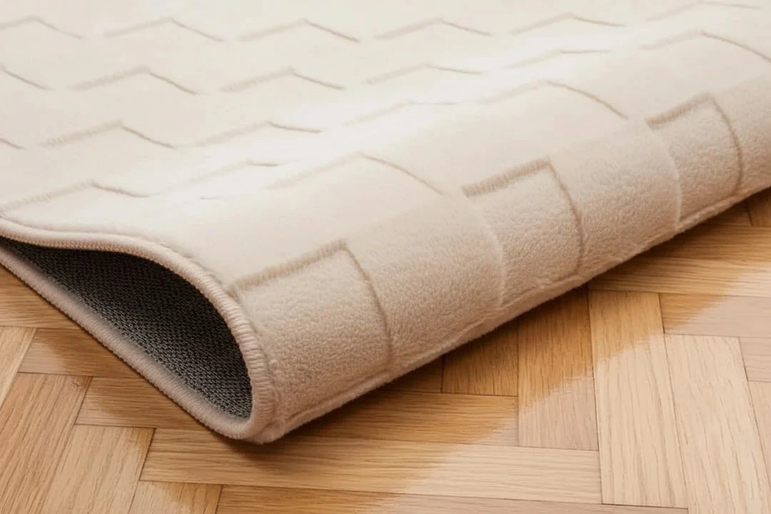 Kaydırmaz Taban Desenli Peluş Halı – Yumuşak Dokulu, Makinada Yıkanabilir, Toz Tutmaz, Modern Ev Halısı - Vizon