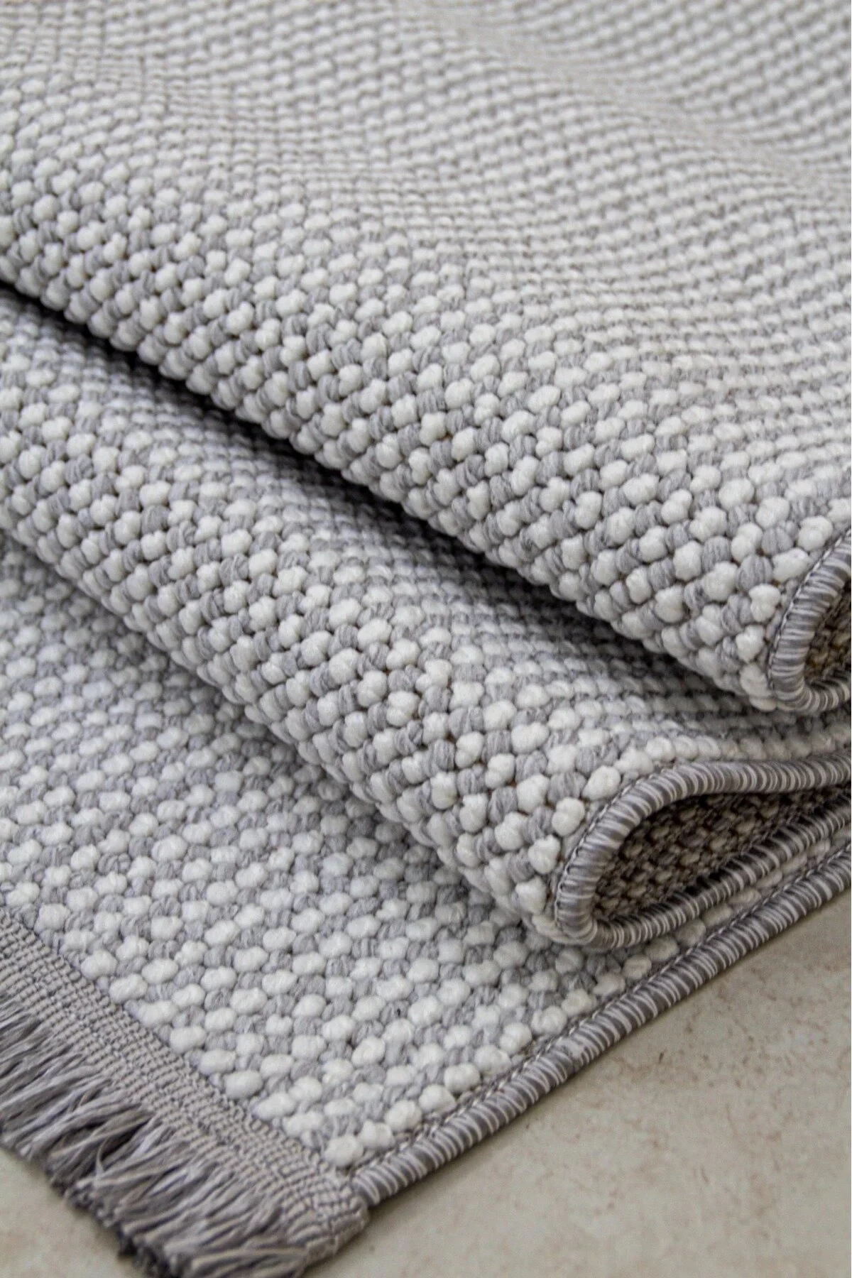 Natural Düz İskandinav Bukleli Yumuşak Dokulu Modern Salon Koridor Mutfak Çocuk Halısı - Gri-Beyaz