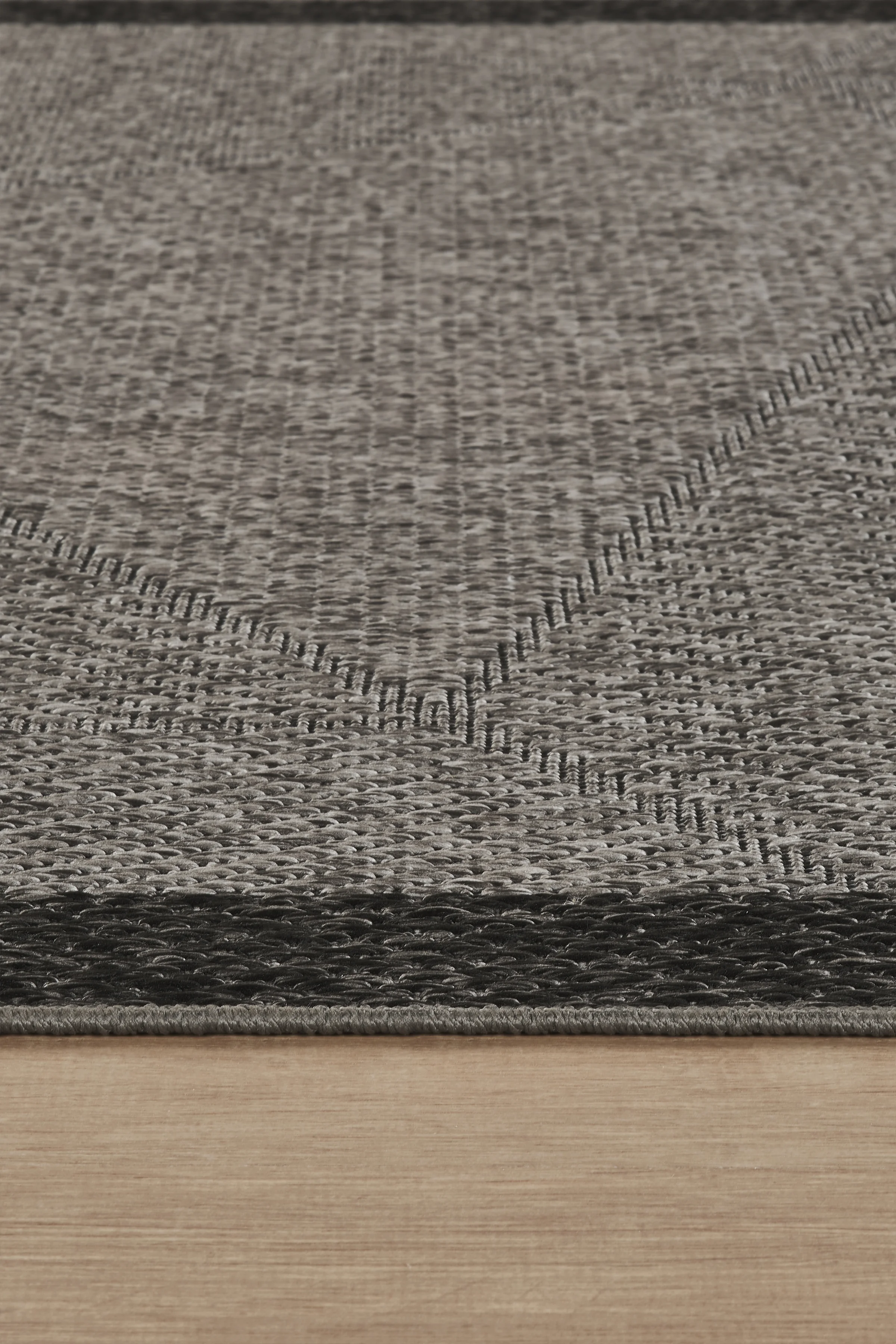 Jüt Sisal Halı Yolluk – Leke Tutmaz, Kaymaz Tabanlı, Bordürlü Mutfak ve Koridor Halısı - Antrasit-Siyah