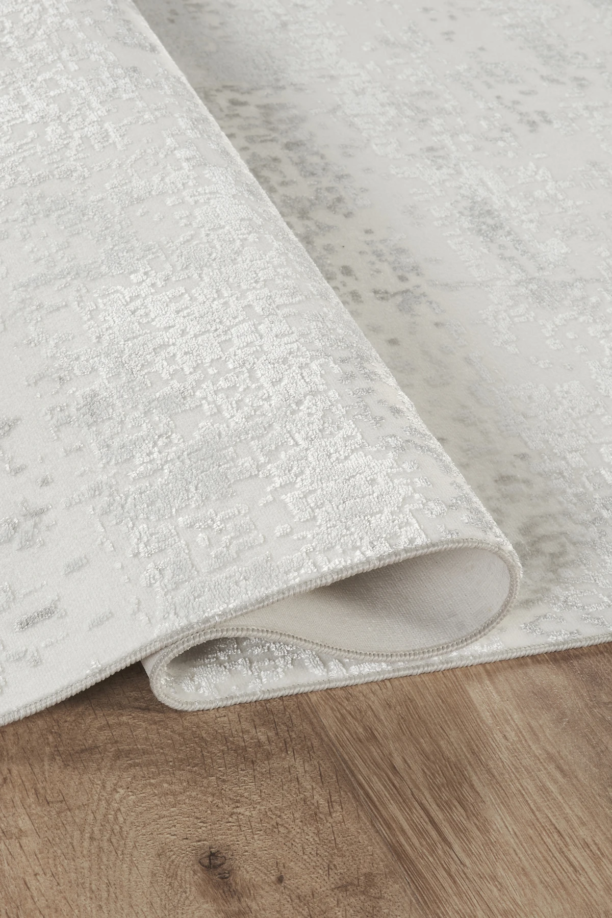 Sade Modern Desenli, Yıkanabilir, Anti-Bakteriyel Halı Yolluk Salon Koridor Paspas Halısı - Gri-Beyaz