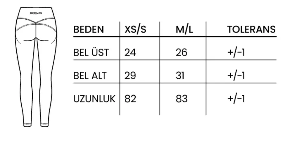 Definex Tayt Beden Ölçüsü Tablo
