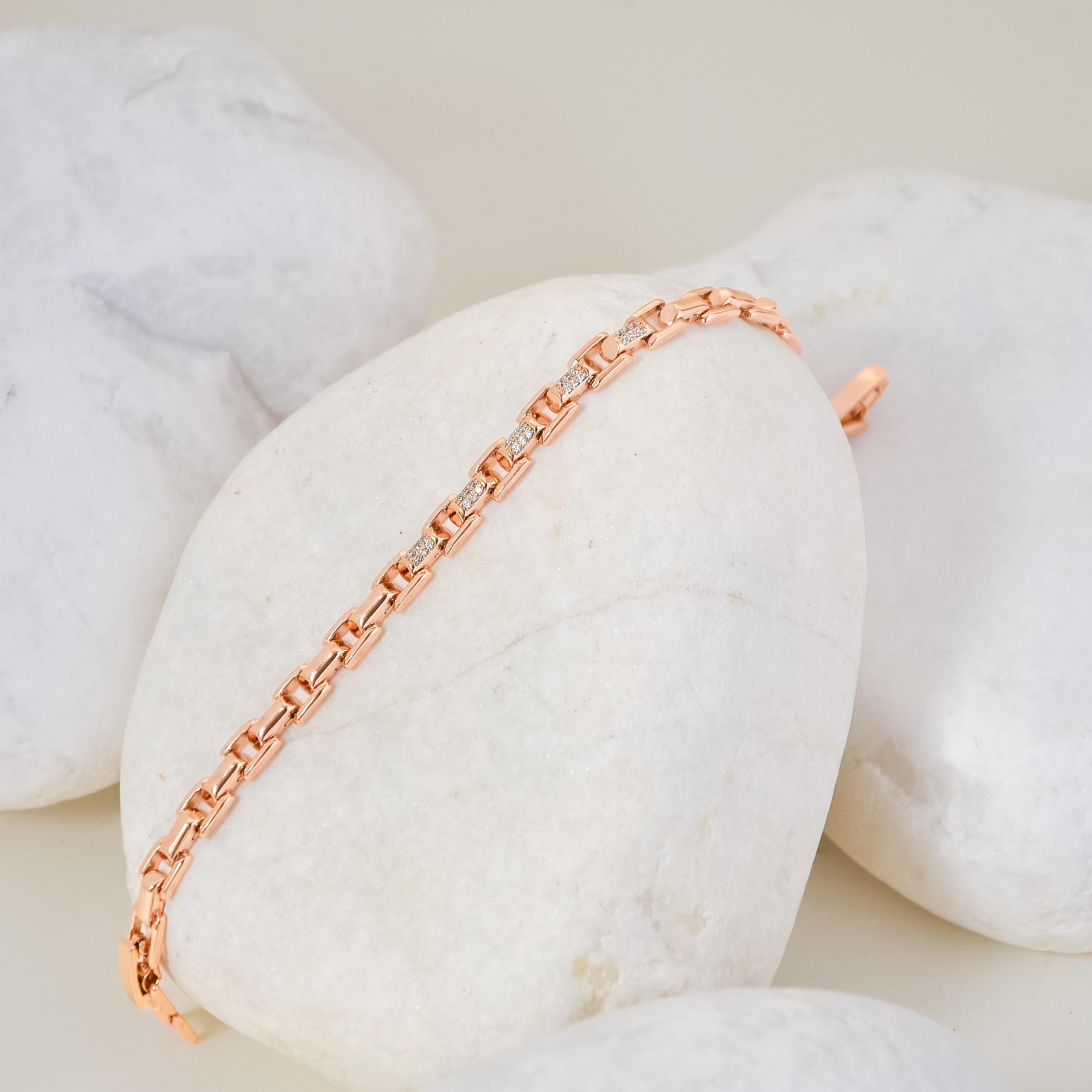 Xuping Rose Gold Kalın Zincir Bileklik - Klasik ve Zamansız Şıklık