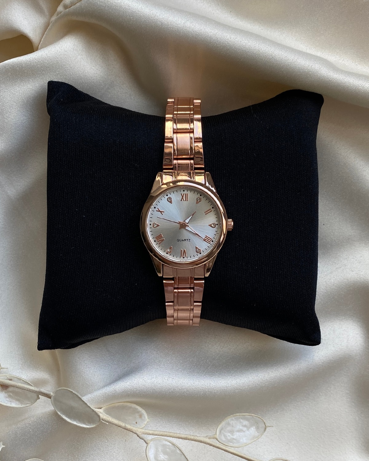 Rose Rengi Taş Detaylı Kadın Kol Saati