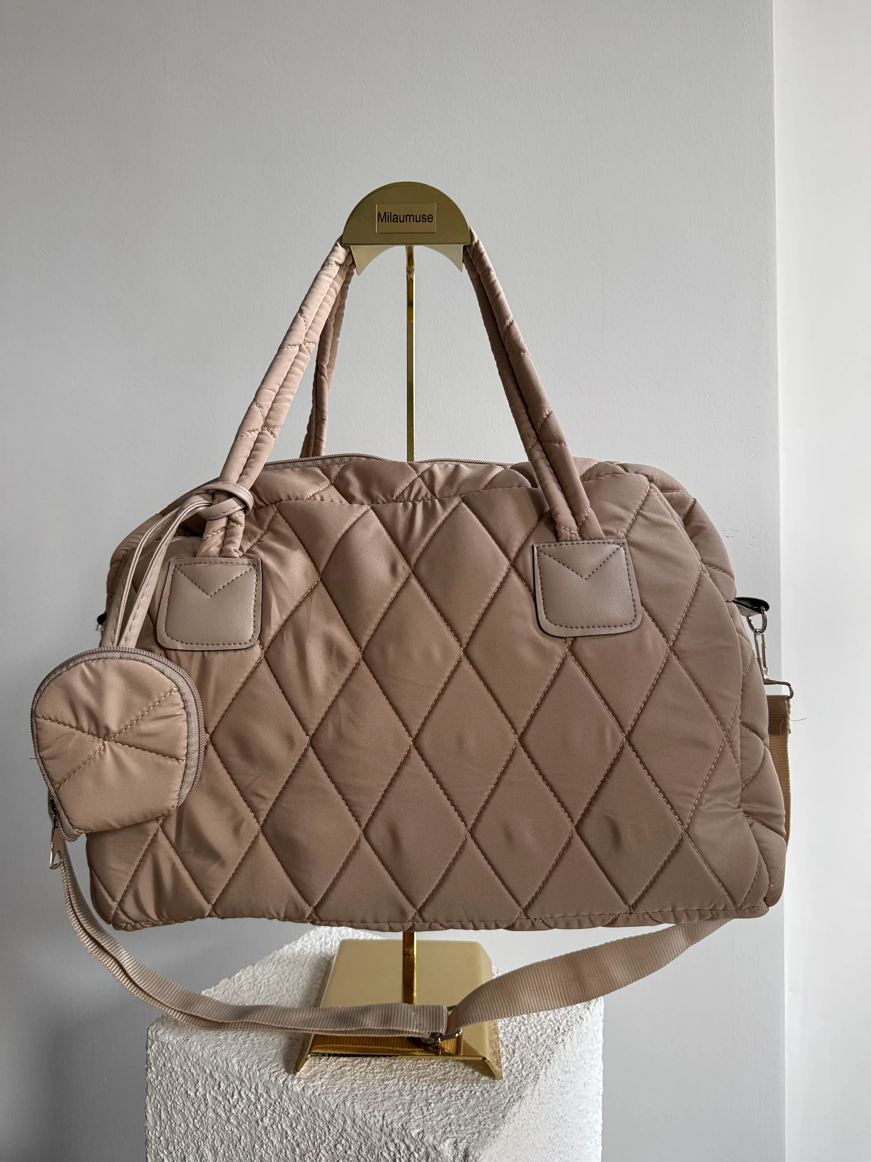 Puglia Kapitone Pofuduk El ve Omuz  Bayan Çanta Vizon