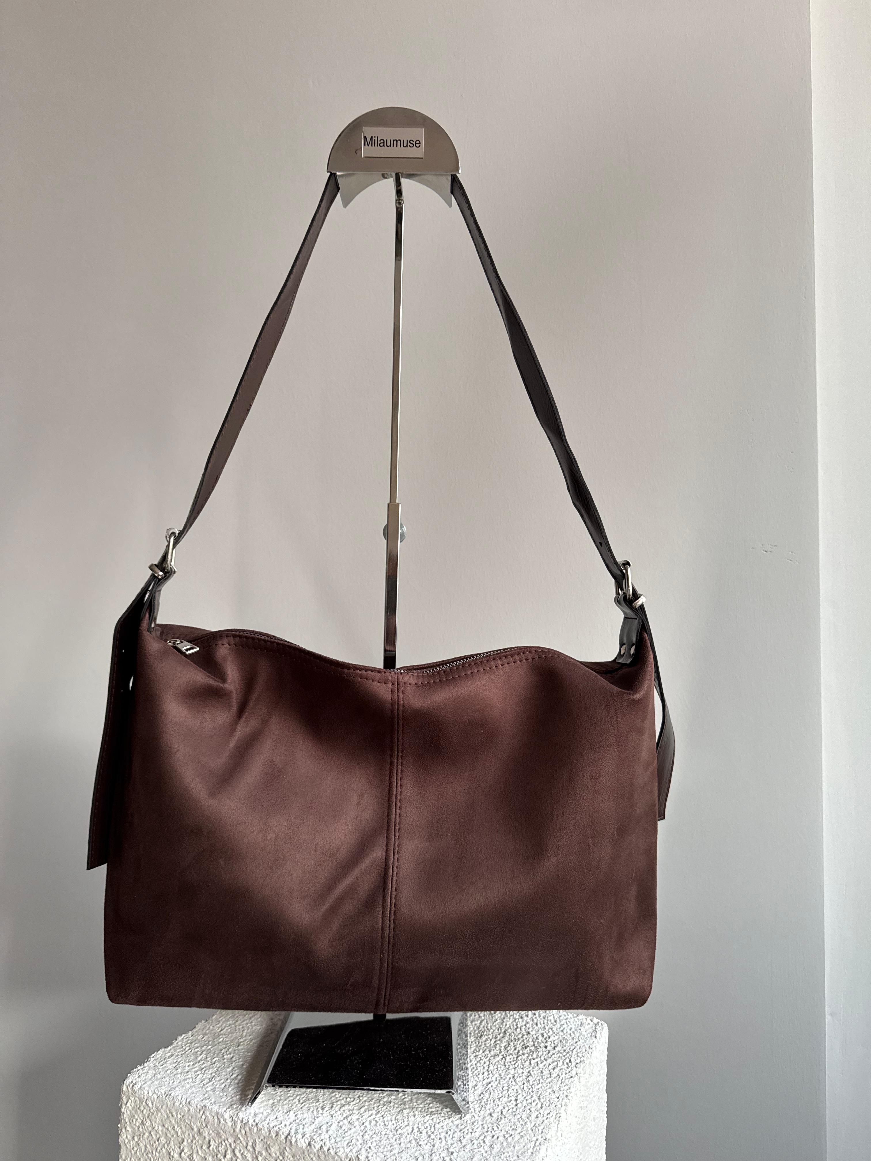 Dayton OMUZ ve El Çatlak Rugan Deri Bayan Çanta Acıkahve