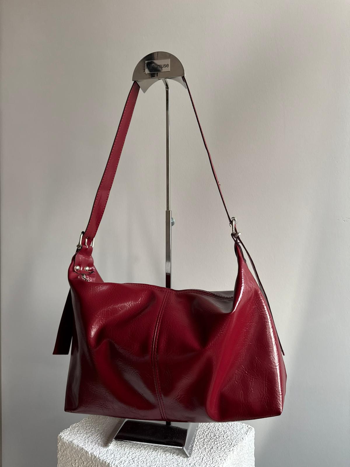 Dayton OMUZ ve El Çatlak Rugan Deri Bayan Çanta Bordo