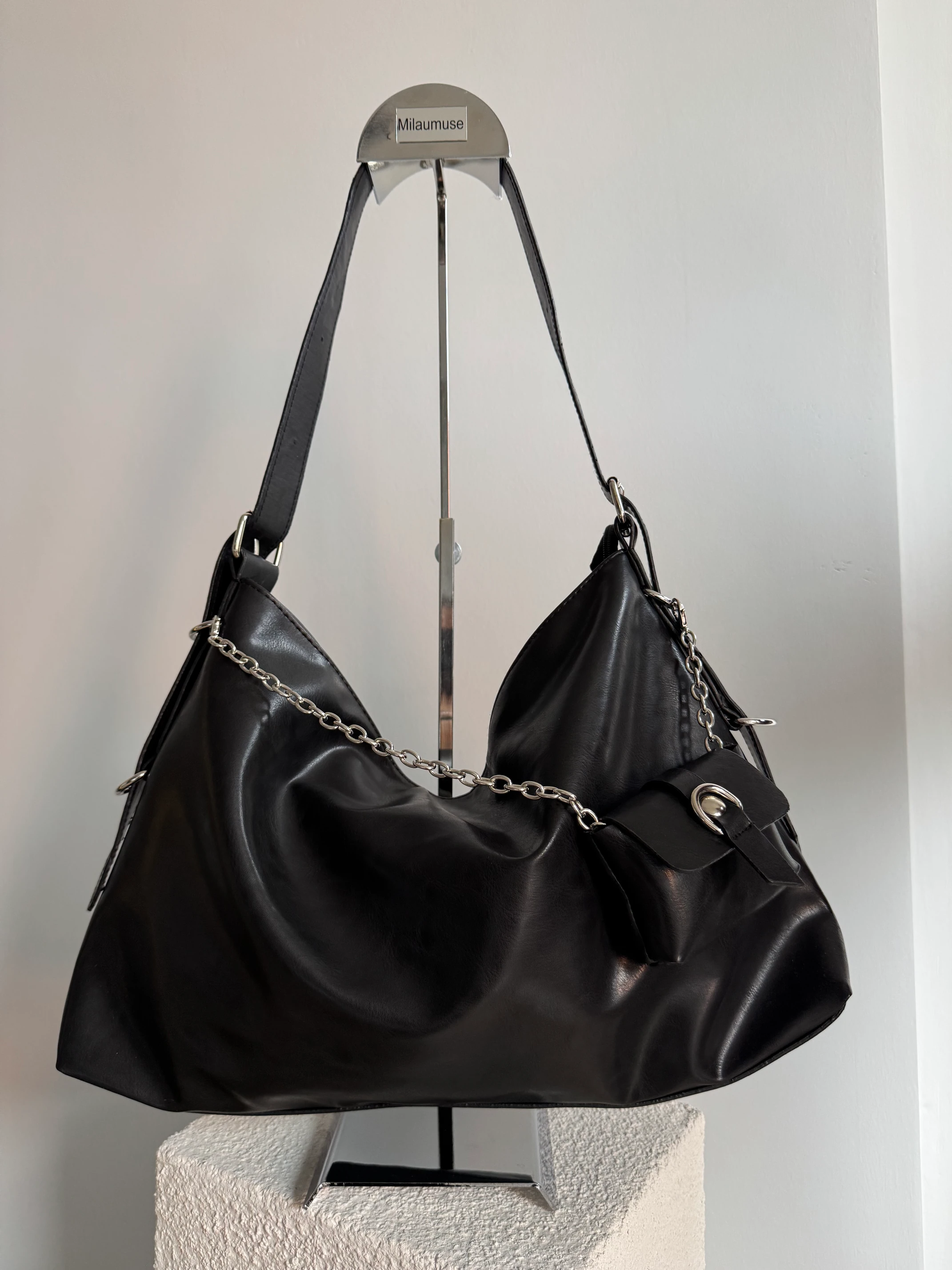 Campania El ve Omuz Zincirli  Bayan Çanta Siyah