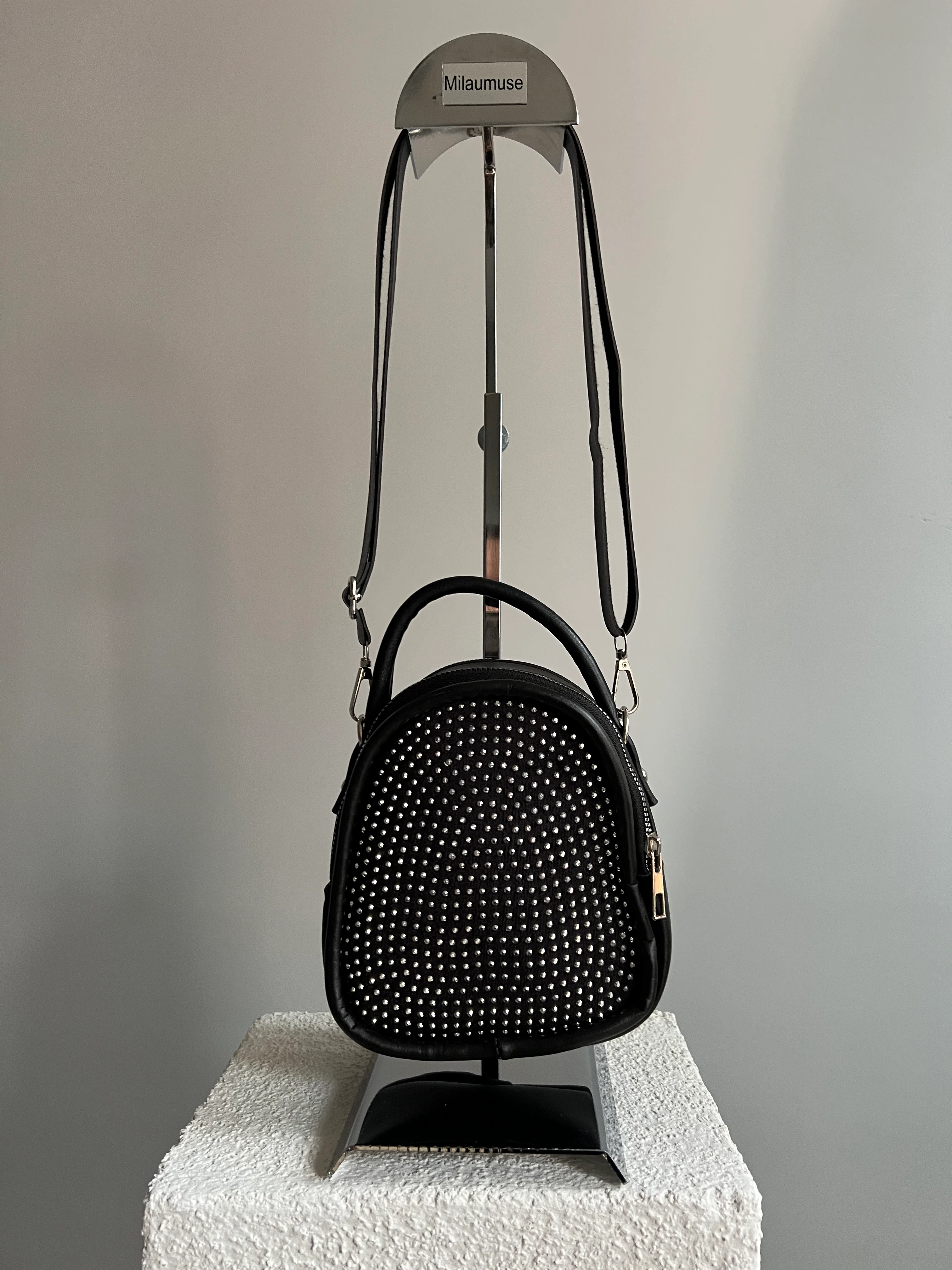 Piqua El ve Çapraz Mini boy Taşlı Bayan Çanta siyah