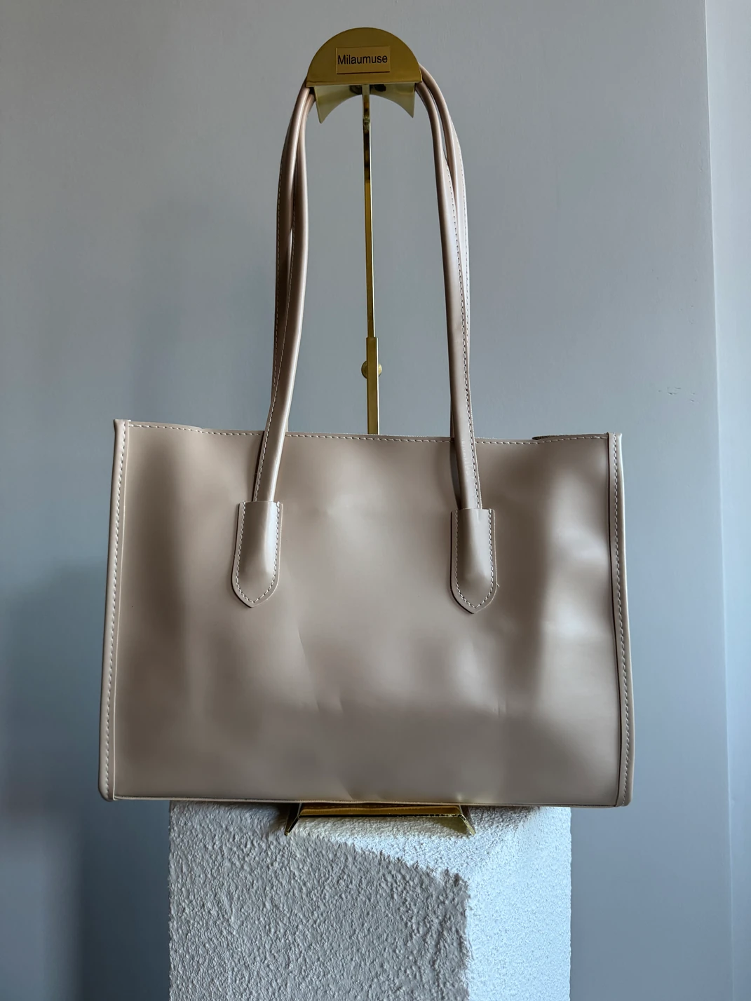 Athens Omuz Deri Bayan Çanta Bej