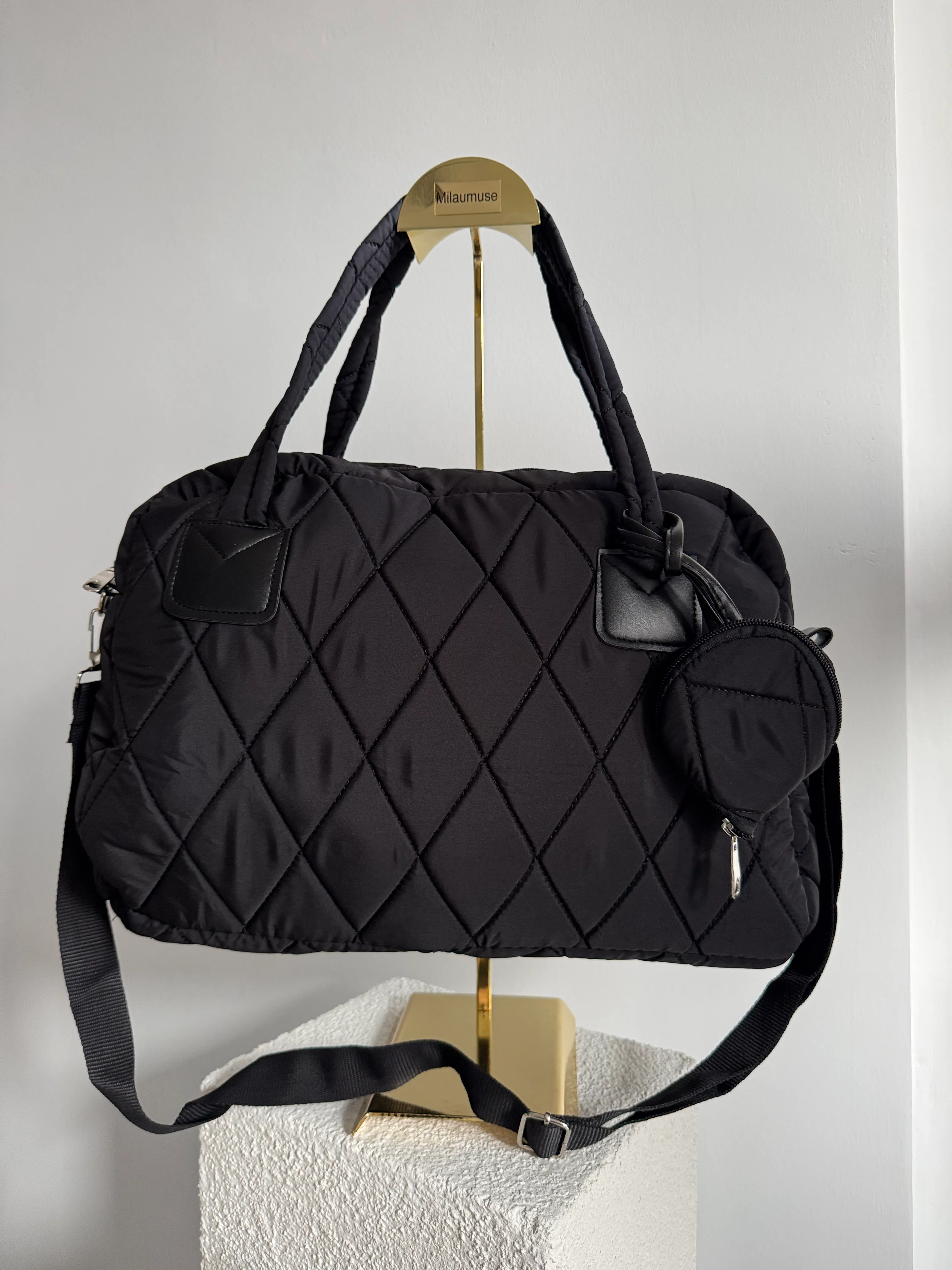 Puglia Kapitone Pofuduk El ve Omuz  Bayan Çanta Siyah