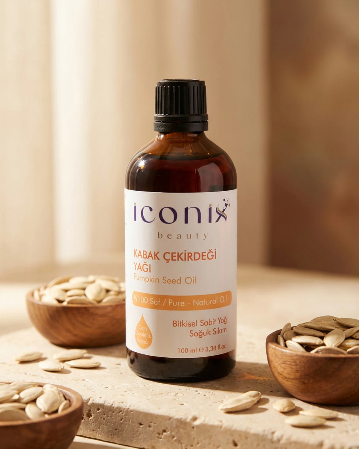 Iconix Kabak Çekirdeği Yağı 100 ml - Soğuk Sıkım - Saç, Cilt Bakım Yağı