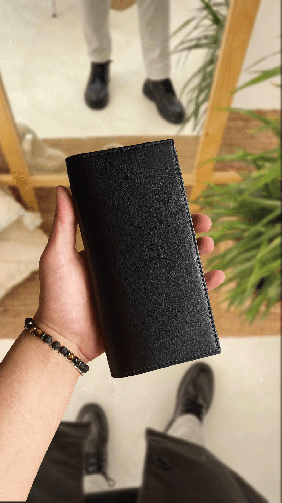 HAKİKİ DERİ MIKNATISLI TELEFON BÖLMELİ PORTFÖY SİYAH CÜZDAN