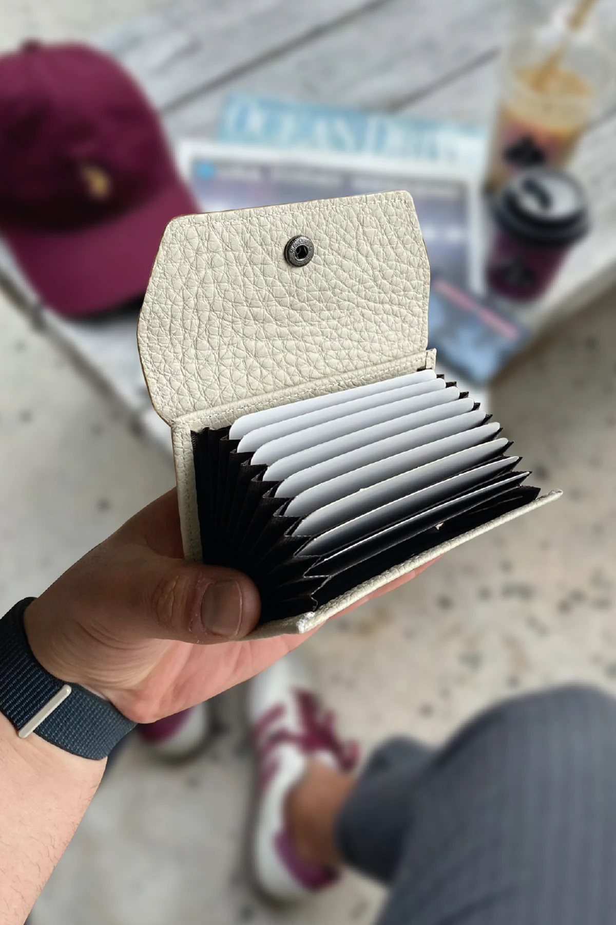 HAKİKİ DERİ AKORDİYON KARTLIK - Vizon