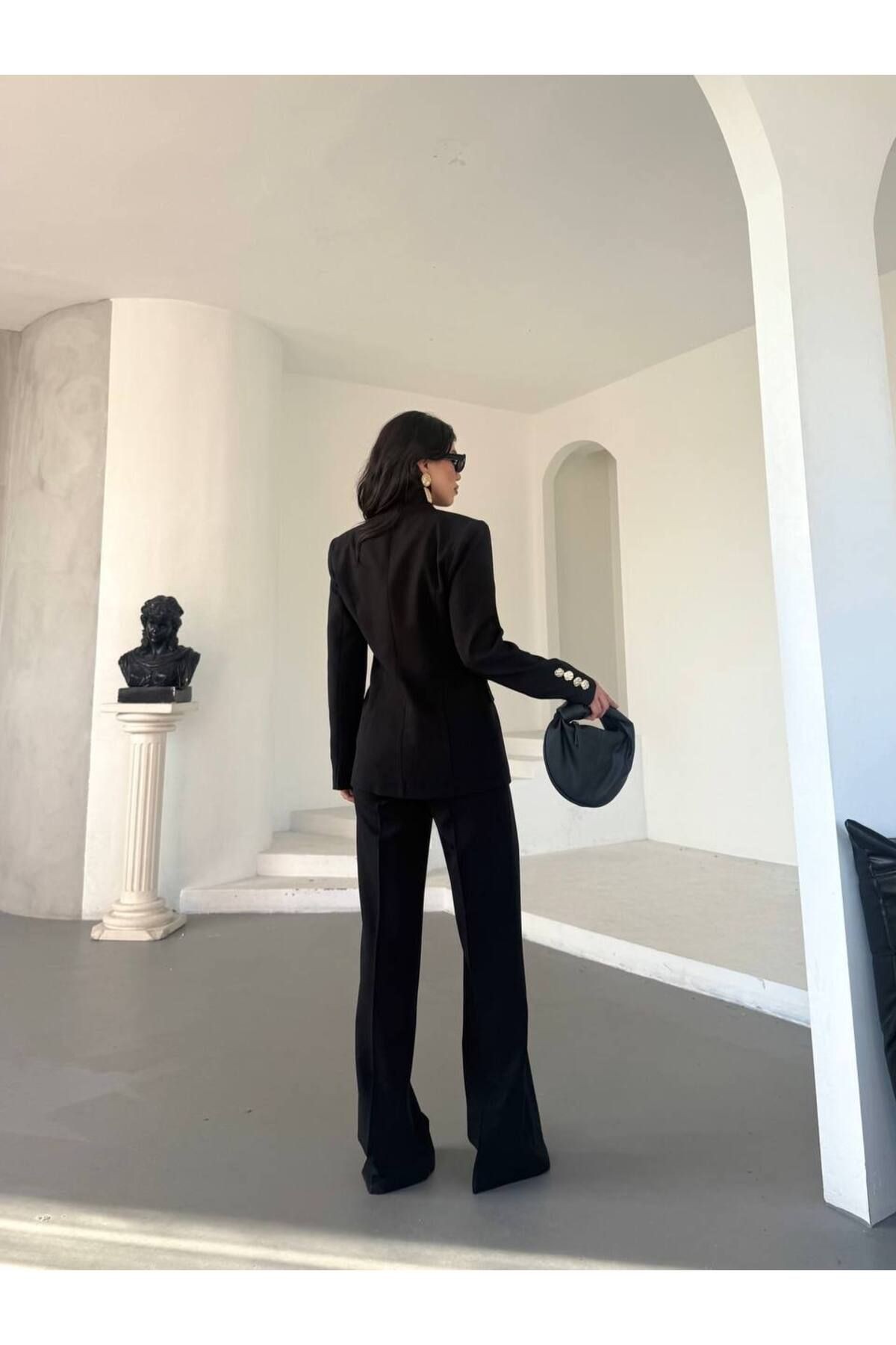 Düğme Detaylı Blazer Ceket Pantolon Takım