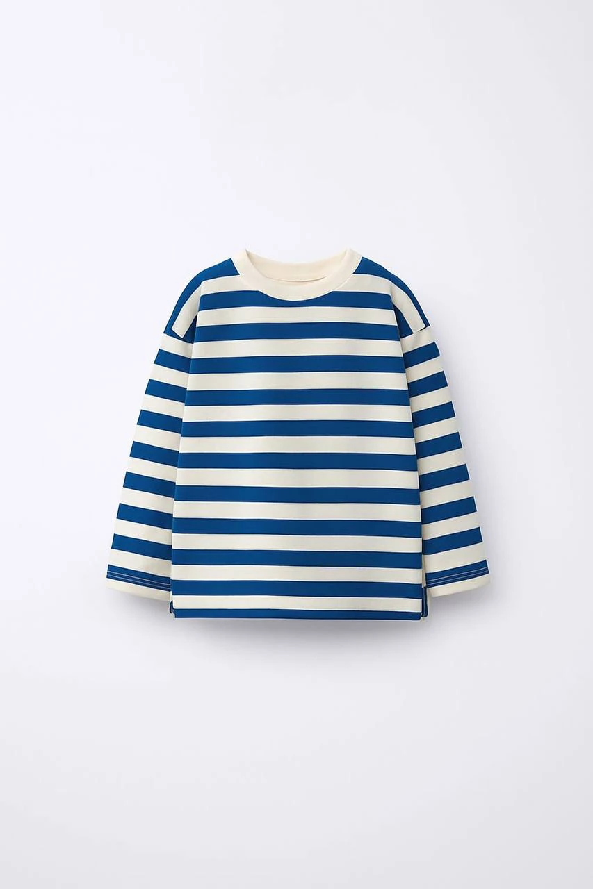 Çizgili Sweatshirt - Lacivert