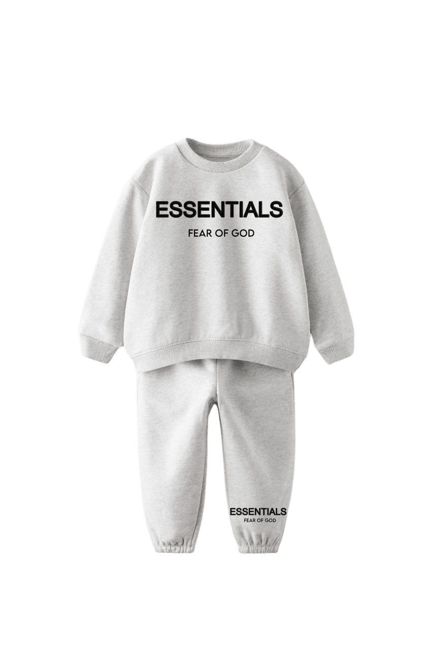 ESSENTIALS Sloganlı Takım - Gri