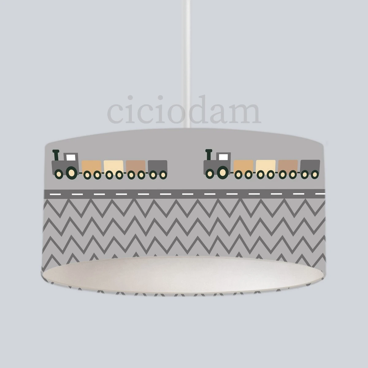 Gri Araba Tren Kamyon ve Araba Yol Çocuk Odası Avize