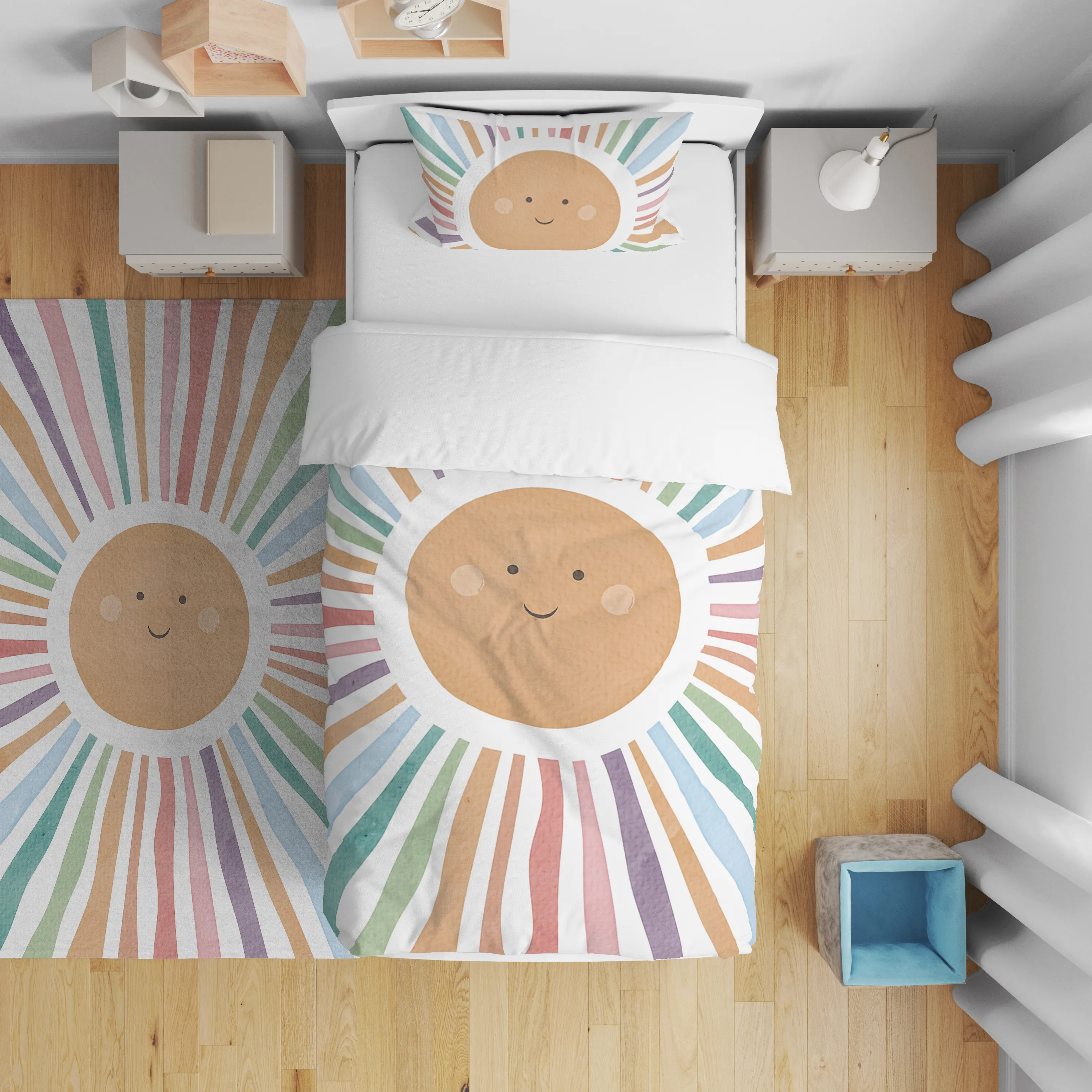 Güneş Renkli Çizgiler Nevresim