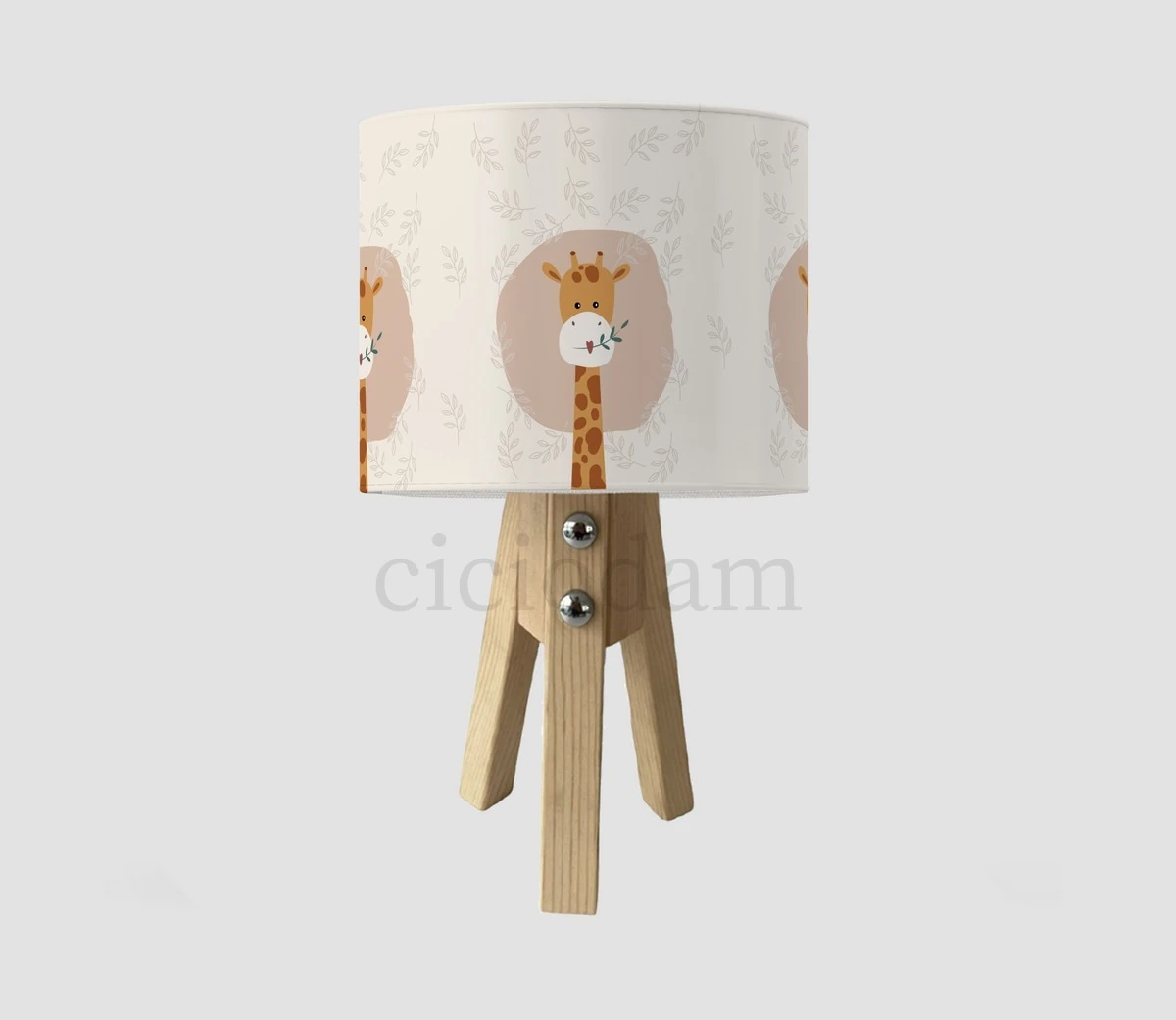 Zürafa Ve Yeşil Dal Yapraklar Çocuk Odası Abajur