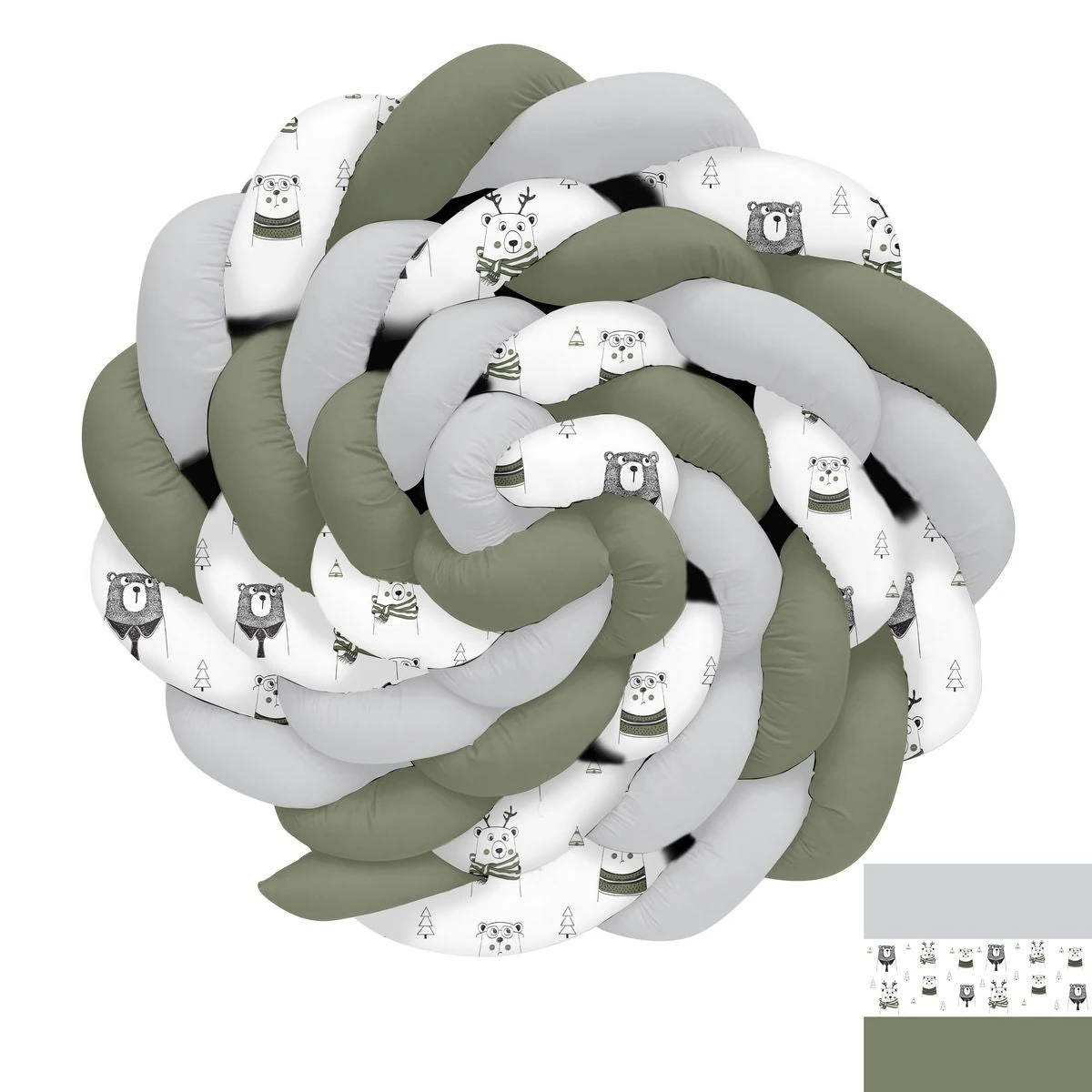 Sevimli Üç Ayıcıklar ve Araba Yolu Desenli Örgü Korumalık