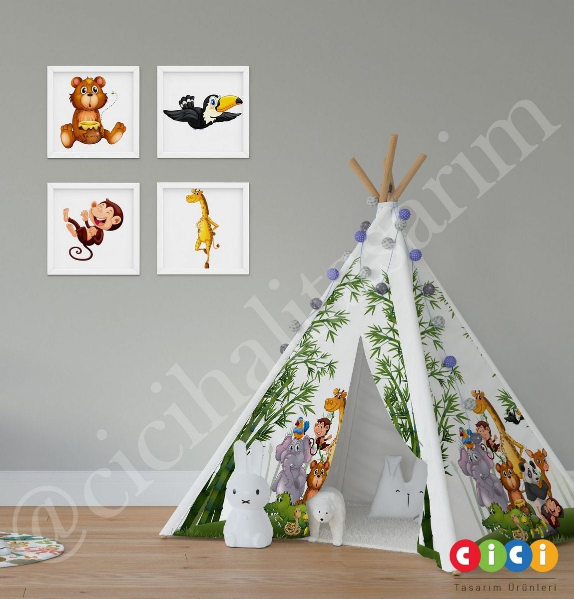 Ormanda Hayvanlar Oyun Çadırı