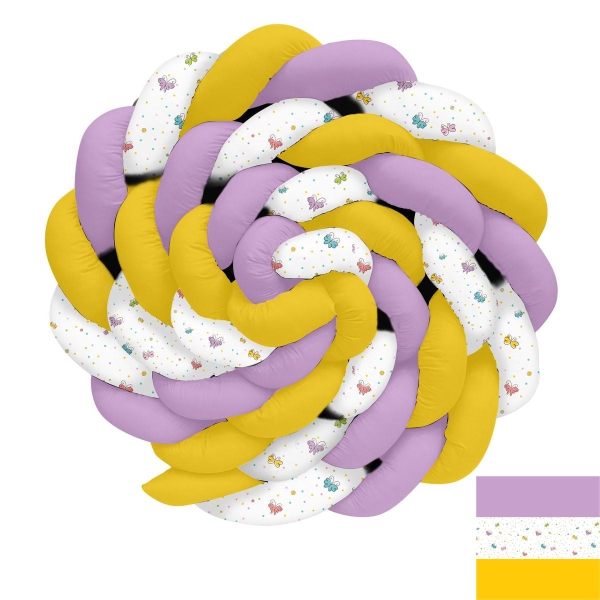 Krem Zemin Puantiyeler ve Kelebekler Örgü Korumalık