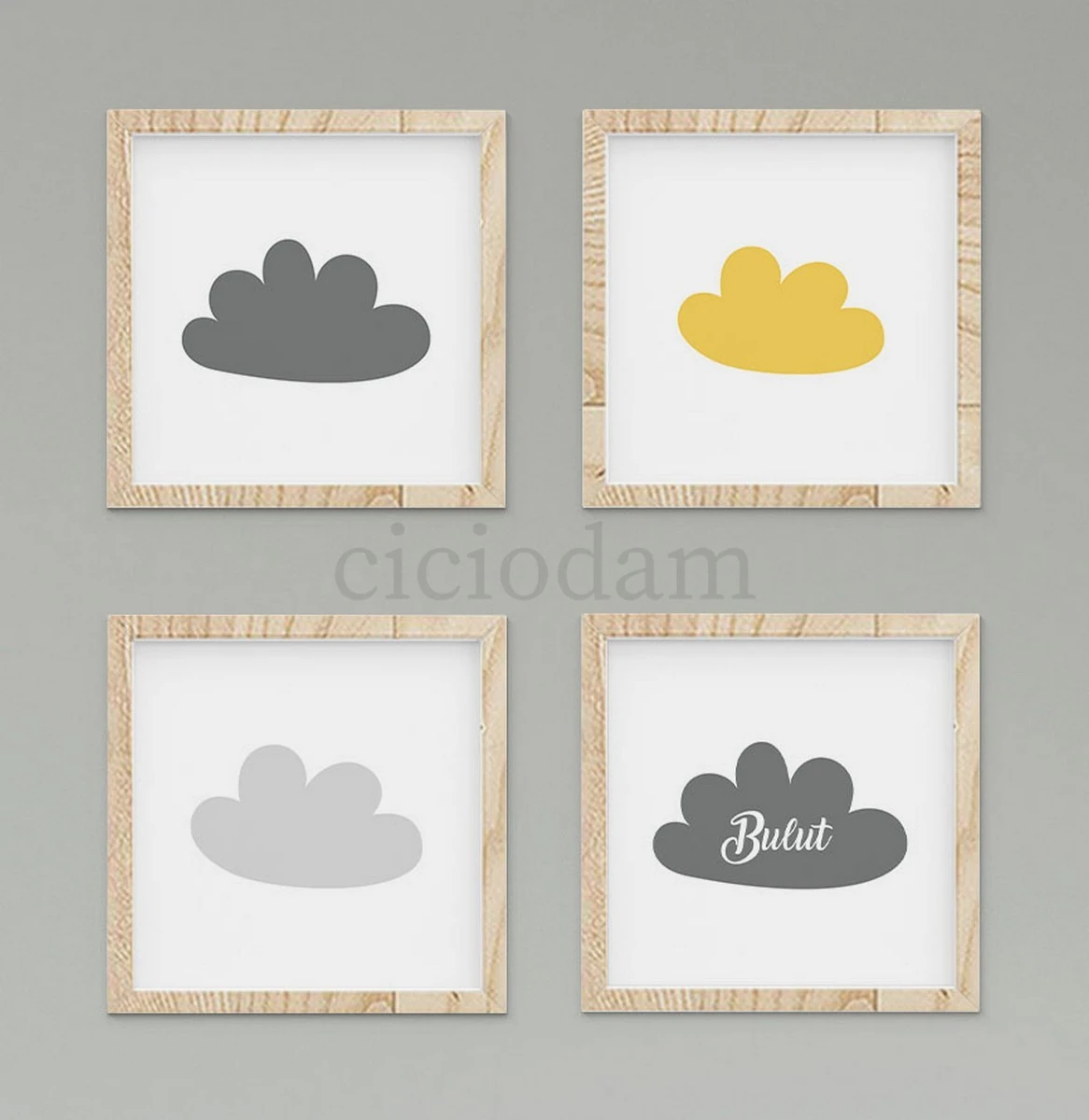 Sarı Gri Bulutlar Duvar Tablo