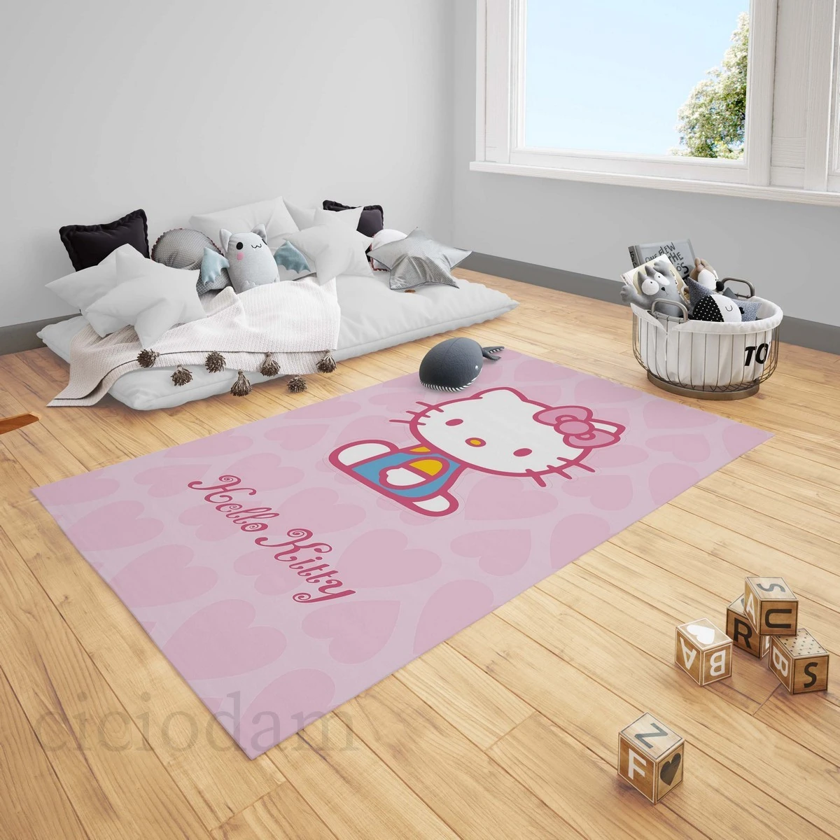Hello Kitty ve Kalpler Çocuk Halısı