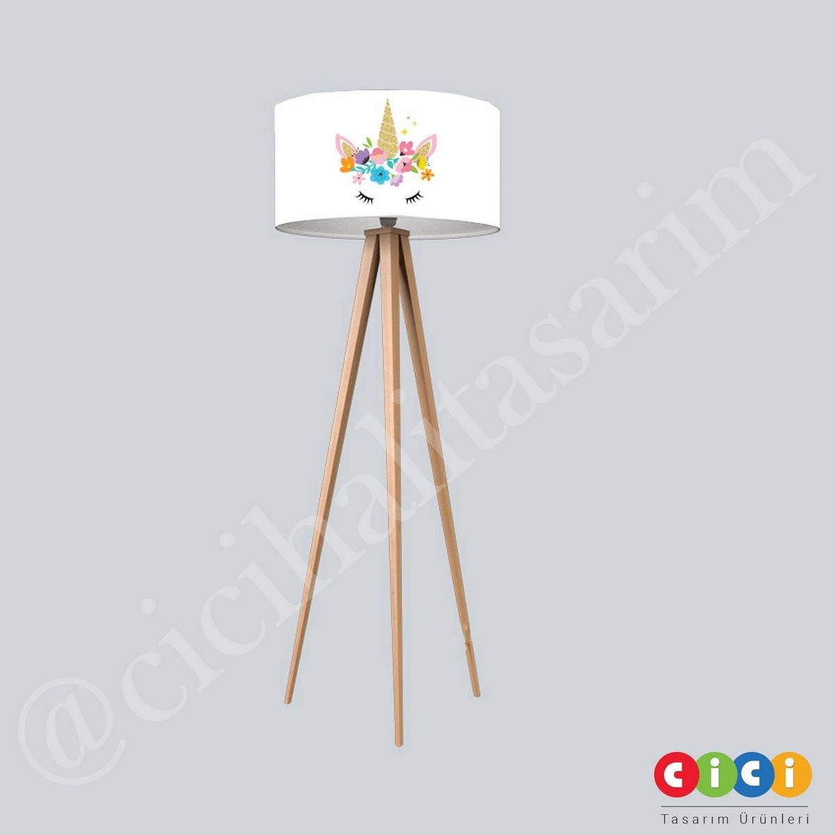 Uyuyan Unicorn ve Çiçekler Lambader